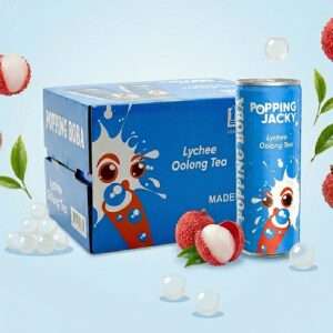 Popping Jacky - Lychee Oolong Tea with Popping Boba (240ml) x 12 cans
