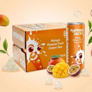 Popping Jacky - Mango Passion Fruit Green Tea with Popping Boba (240ml) x 12 cans